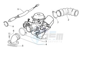 Liberty 125 4t Sport e3 (UK) UK drawing Carburettor assembly - Union pipe