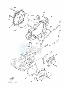 YZ250X (BF1H) drawing CRANKCASE COVER 1