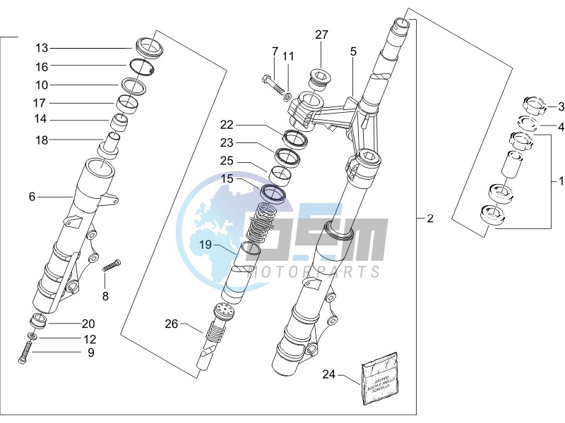 Fork steering tube - Steering bearing unit