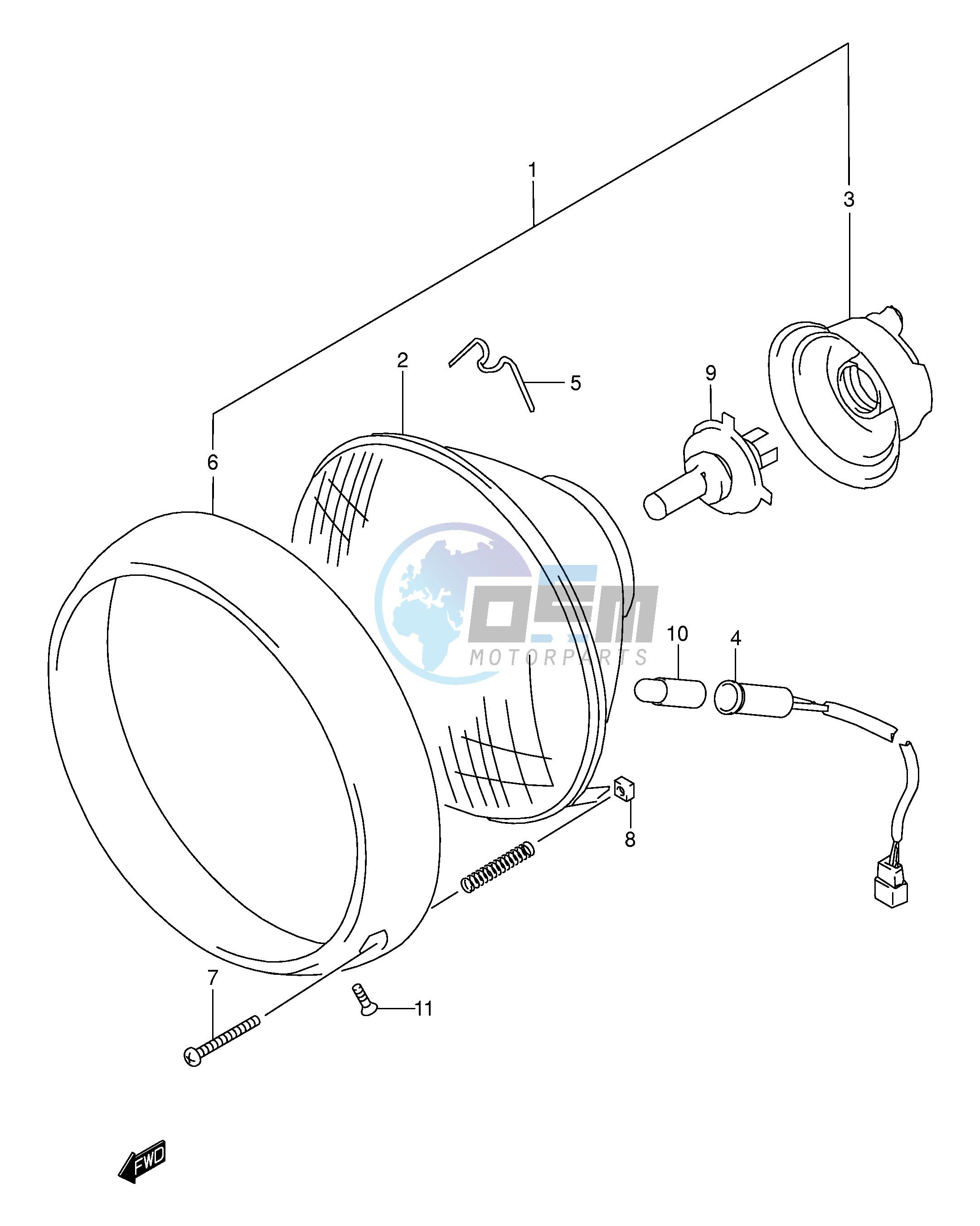 HEADLAMP (MODEL W X E2,E4,E17,E18,E22,E25,E34,P37)