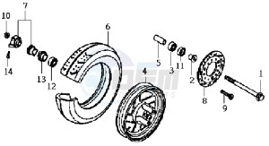 MEGALO 125 drawing FRONT WHEEL