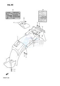 VX800 (E28) drawing REAR FENDER - LABEL