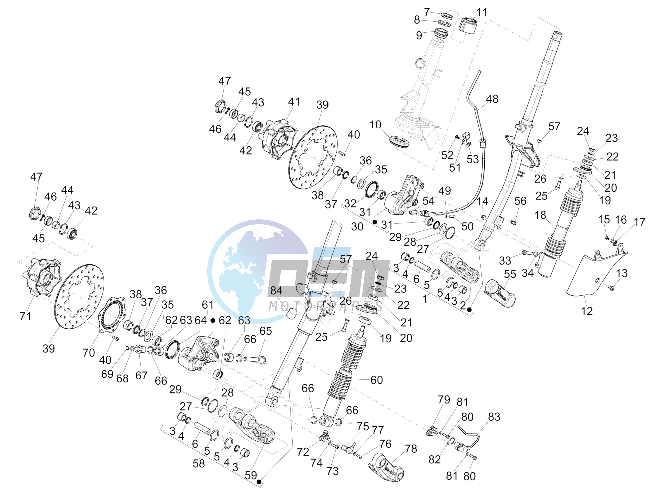 Fork/steering tube - Steering bearing unit