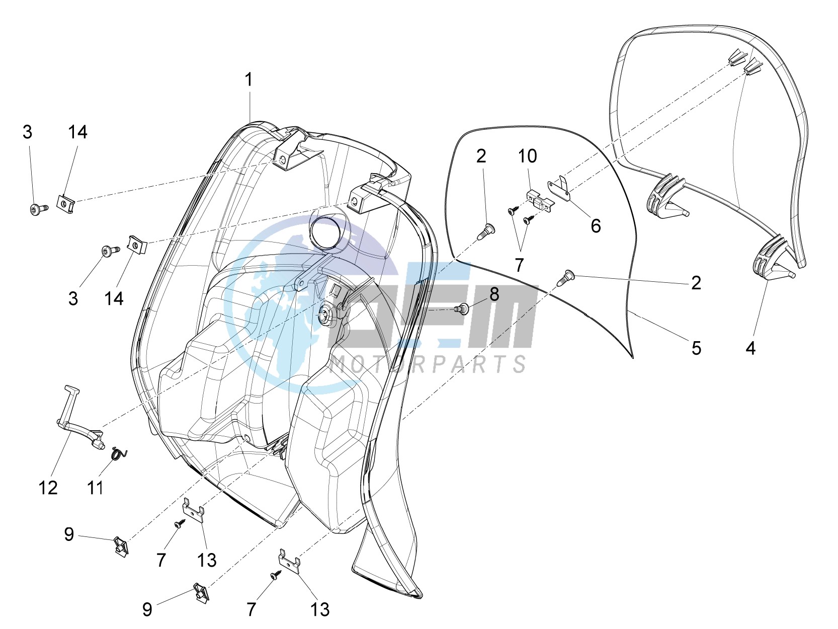 Front glovebox - Knee-guard panel