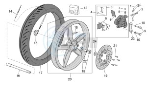 Scarabeo 50 4t 4v net drawing Front wheel - disc brake