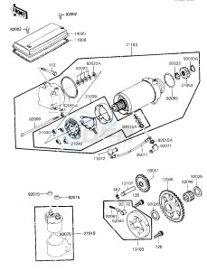 ZX 750 E [GPZ 750 TURBO] (E1-E2) [GPZ 750 TURBO] drawing STARTER MOTOR_STARTER CLUTCH