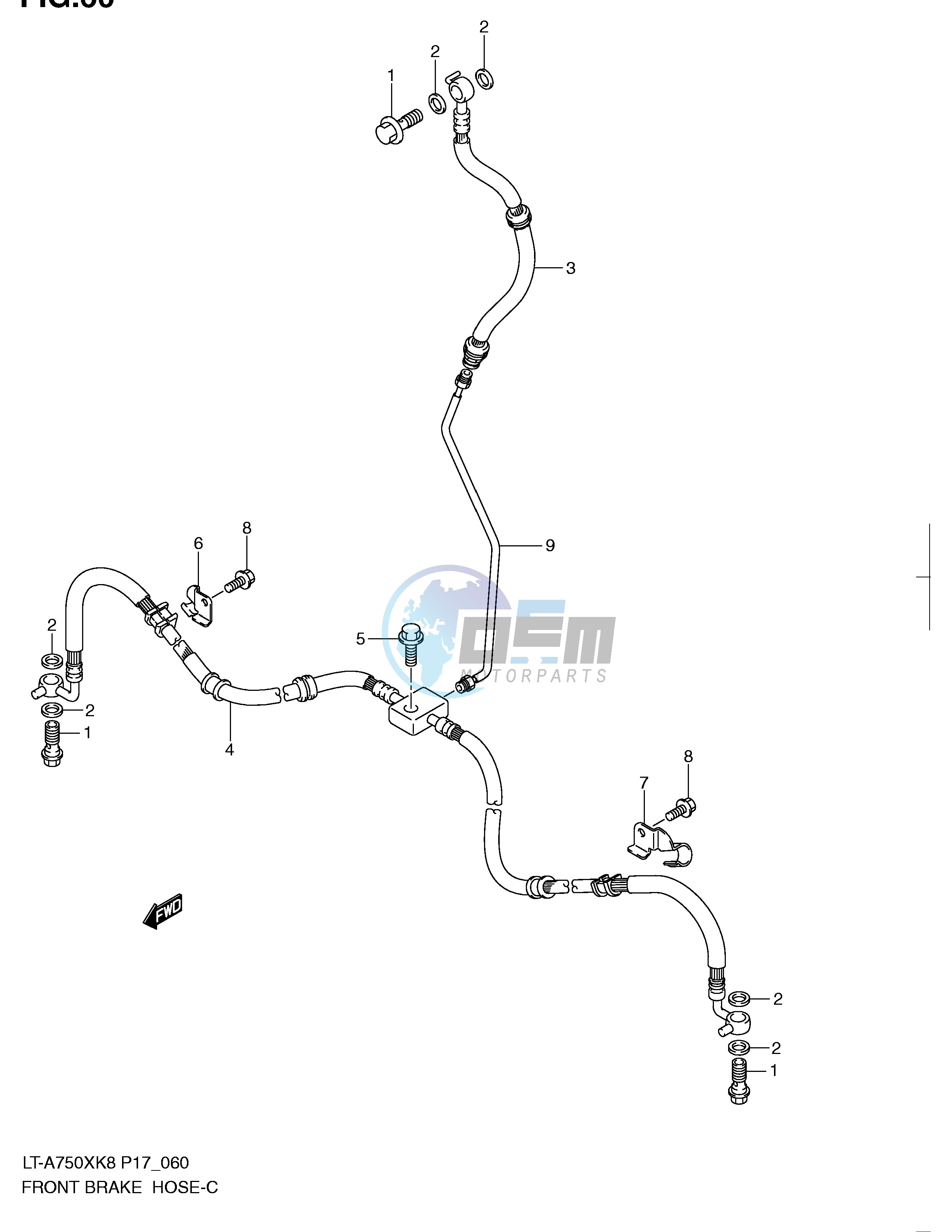 FRONT BRAKE HOSE (LT-A750XK8 XZK8 XK9 XZK9)