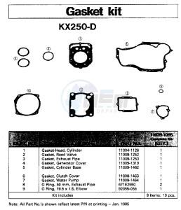 KX 250 D [KX250] (D1) [KX250] drawing GASKIT KIT