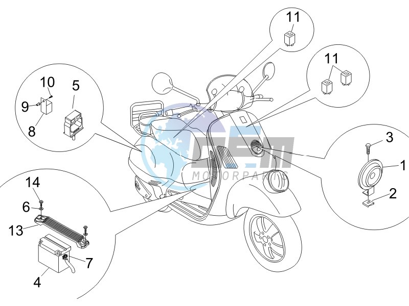 Control switches - Battery - Horn