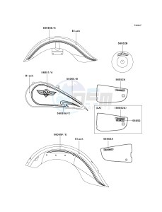 VN 1500 E [VULCAN 1500 CLASSIC] (E2-E6) [VULCAN 1500 CLASSIC] drawing DECALS-- BLACK- --- VN1500-E5- -