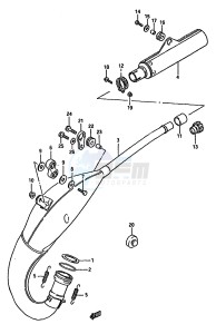 RM125 (G-H-J) drawing MUFFLER (MODEL H J)