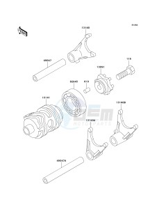 KX 100 A [KX100 MONSTER ENERGY] (A6F - A9FA) D9FA drawing GEAR CHANGE DRUM_SHIFT FORK-- S- -