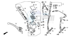 CB600F2 CB600S drawing FR. BRAKE MASTER CYLINDER (CB600F2)