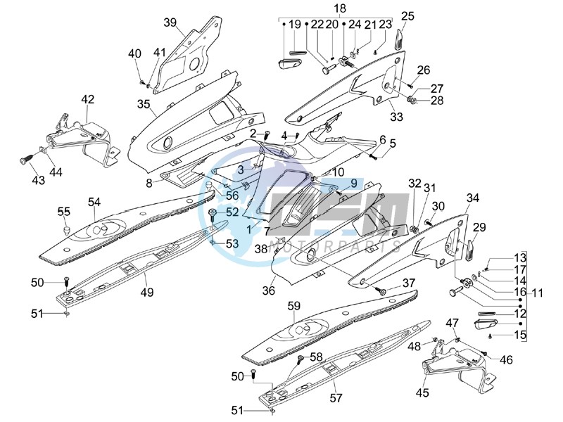 Central cover - Footrests