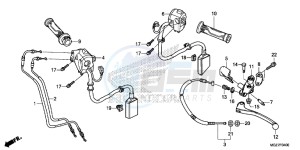 CB500XAE CB500X ABS UK - (E) drawing HANDLE LEVER/ SWITCH/ CABLE