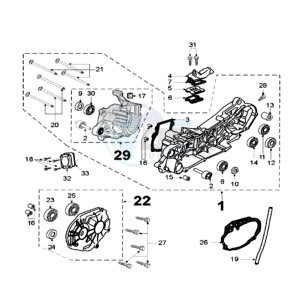 FIGHT LR drawing CRANKCASE WITH LONG MOUNT RUBBERS