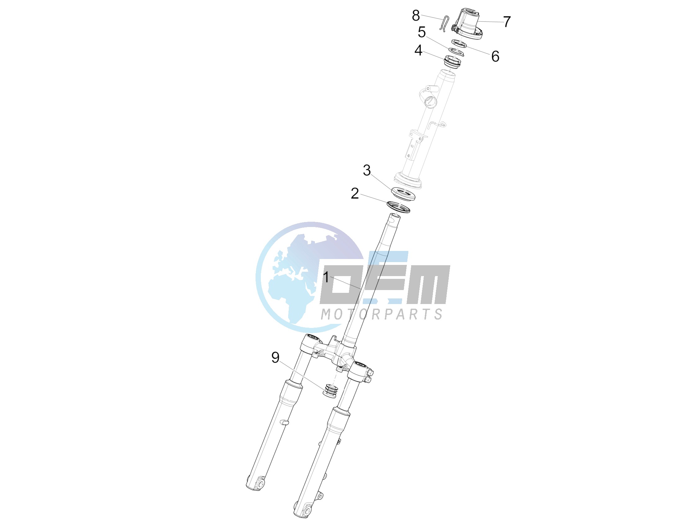 Fork/steering tube - Steering bearing unit