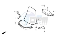 CN250 drawing METER VISOR/WIND SCREEN