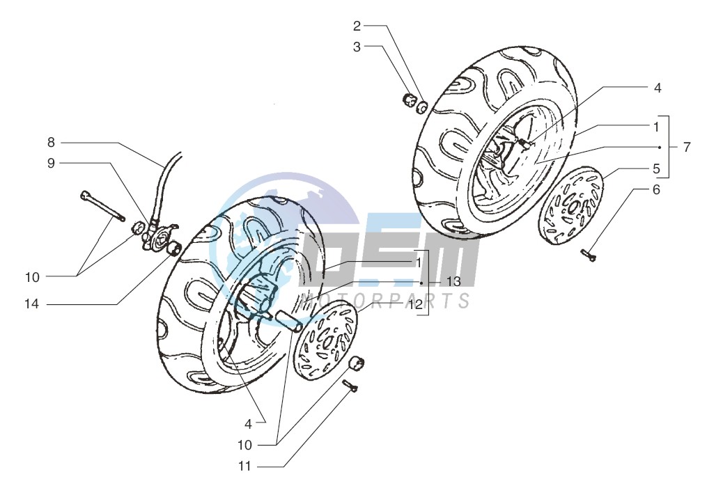 Front wheel-Rear wheel