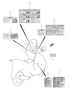 AN125 (E2) Burgman drawing LABEL (MODEL S T V)