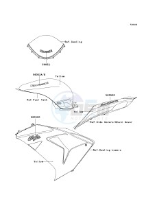 ZX 1000 D [NINJA ZX-10R] (D6F-D7FA) D6F drawing DECALS-- YELLOW- --- D6F- -