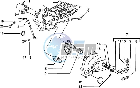 Starting motor-starter lever