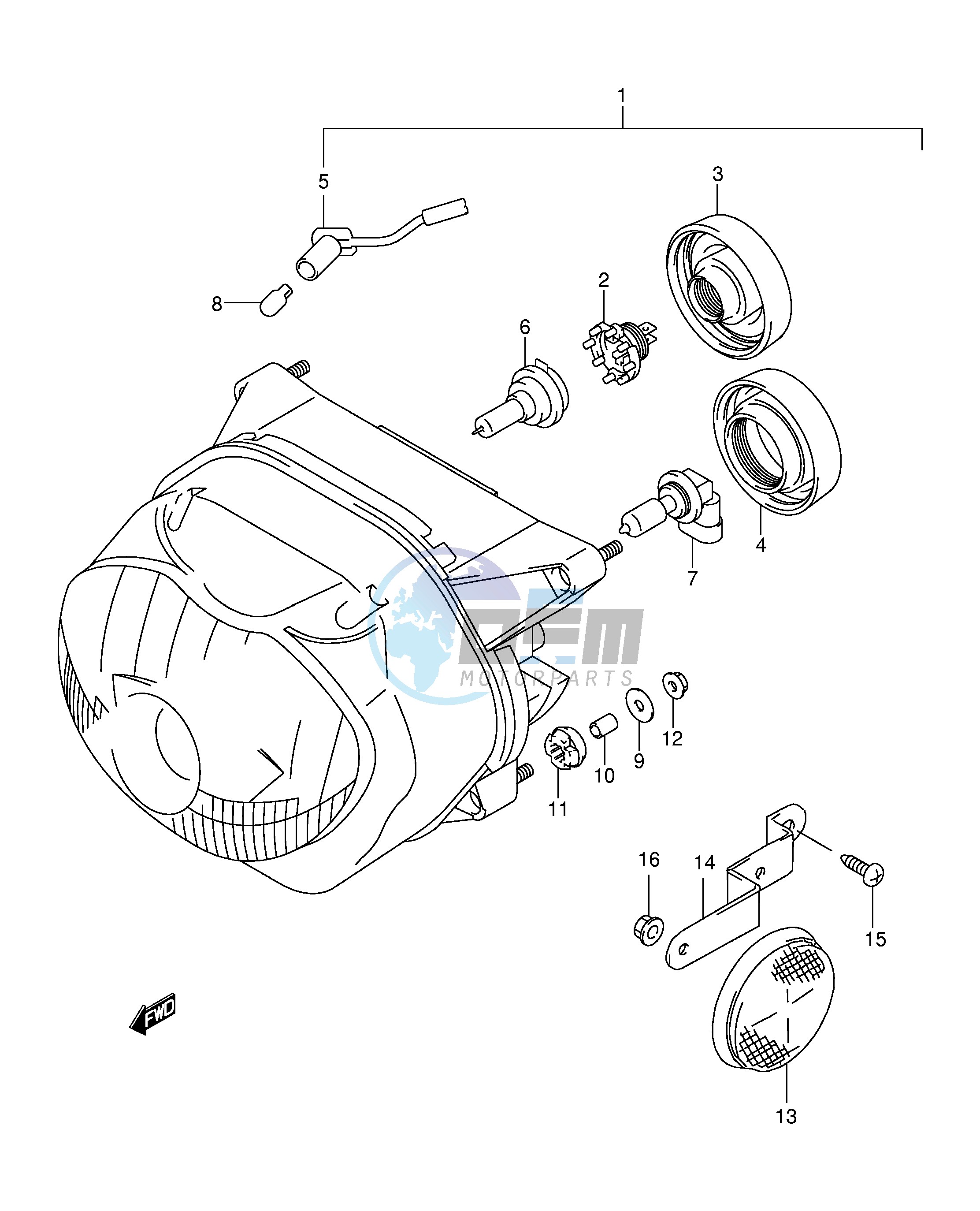 HEADLAMP (MODEL Y K1 E4,E17,E18,E22,E25,E34,E54,P9,P37)