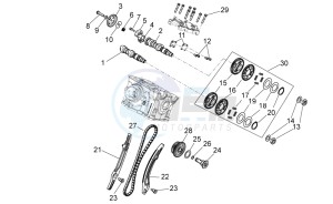 Dorsoduro 1200 (EMEA, APAC, NAFTA) (CND, EU, K, RU, USA, V) drawing Rear cylinder timing system