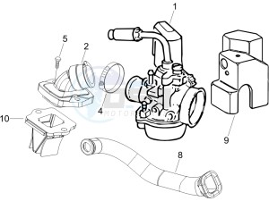 Liberty 50 2t drawing Carburettor assembly - Union pipe