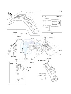 KLX 250 H [KLX250S] (H6F-H7F) H6F drawing FENDERS