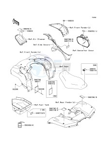 KVF 750 D [BRUTE FORCE 750 4X4I] (D8F-D9F) D8F drawing LABELS