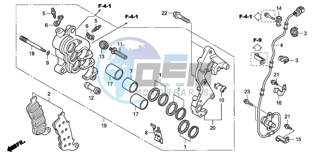 R. FRONT BRAKE CALIPER (CBF1000A/T/S)