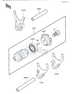 KX 500 C [KX500] (C1) [KX500] drawing GEAR CHANGE DRUM & FORKS