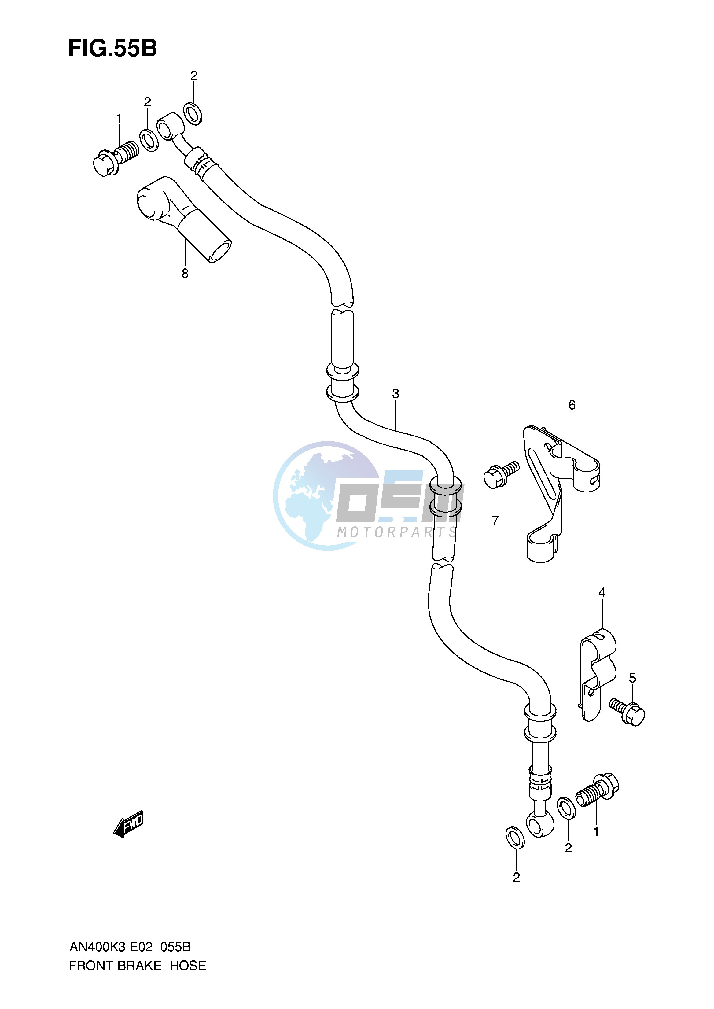 FRONT BRAKE HOSE (AN400SK5 SK6)