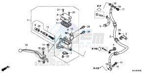 CBR500RF CBR500R UK - (E) drawing FRONT BRAKE MASTER CYLINDER (STD)