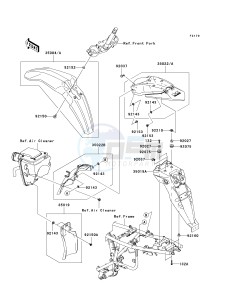 KLX 250 T [KLX250S] (T8F) T9F drawing FENDERS