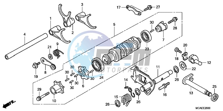 GEARSHIFT DRUM/ SHIFT FORK