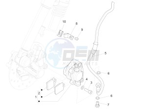 125 4T 3V I GET ie Primavera (APAC) (AU, EX, JA, KR, VT) drawing Brakes pipes - Calipers