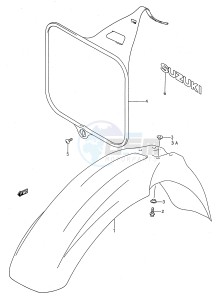 RM125 (E28) drawing FRONT FENDER - FRONT NUMBER PLATE