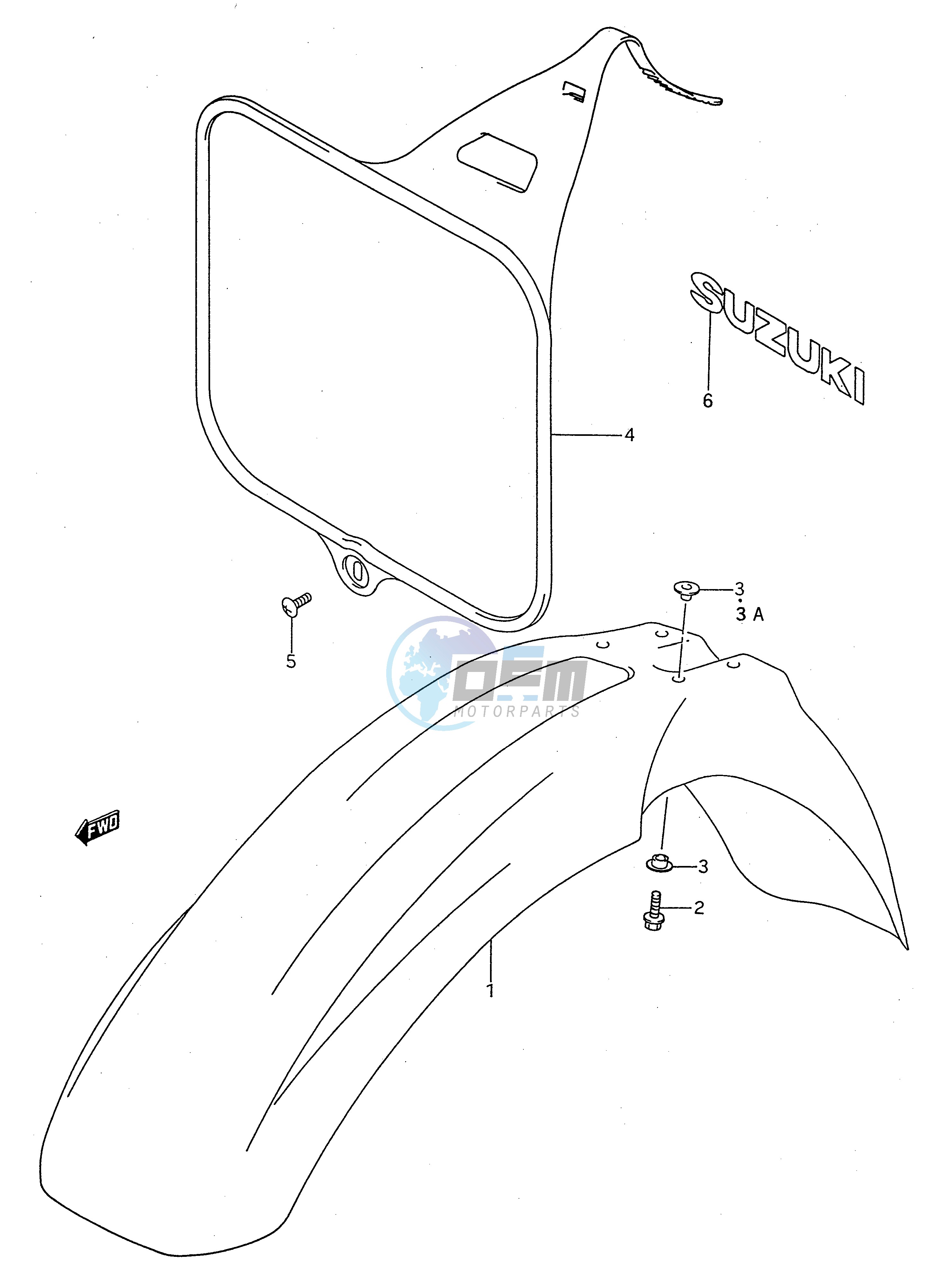 FRONT FENDER - FRONT NUMBER PLATE