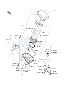 KVF 750 A [BRUTE FORCE 750 4X4] (A1) A1 drawing AIR CLEANER