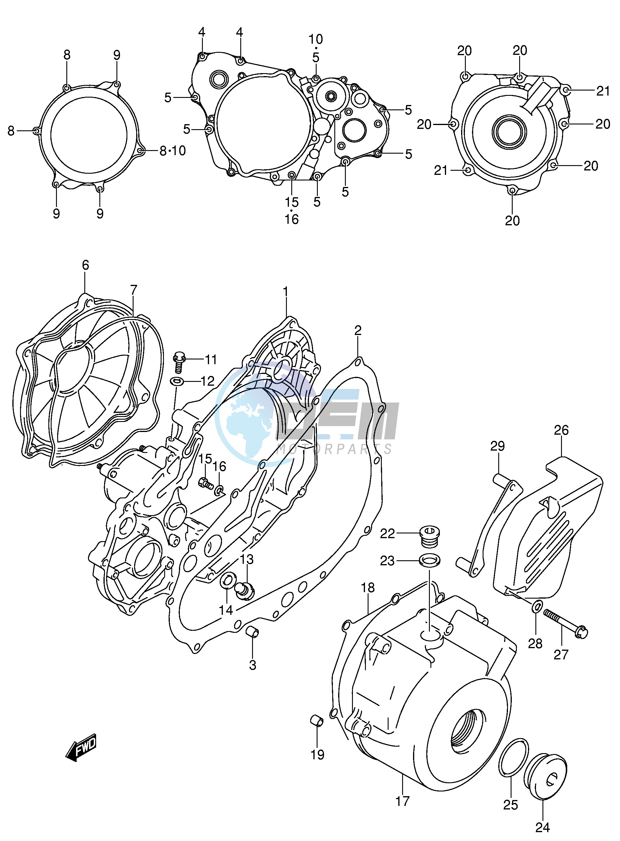 CRANKCASE COVER (DR-Z4OOY K1 K2 K3 K4)