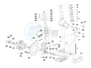 GTS 300 ie USA drawing Fork - steering tube - Steering bearing unit