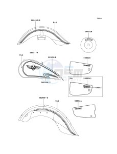 VN 1500 E [VULCAN 1500 CLASSIC] (E2-E6) [VULCAN 1500 CLASSIC] drawing DECALS-- RED- --- VN1500-E5- -