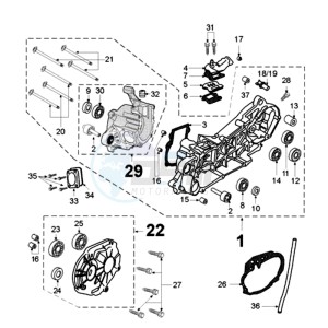 VIVA 2 RDC drawing CRANKCASE WITH LONG MOUNT RUBBERS