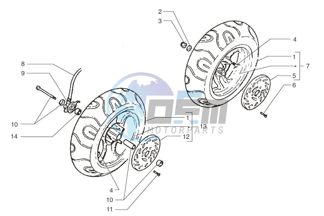 Front wheel-Rear wheel