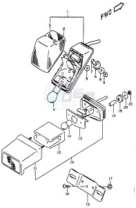 DR350 (V-W-X) drawing TAIL LAMP (MODEL W X, E24)