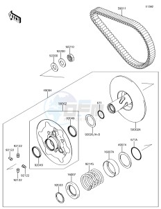 BRUTE FORCE 750 4x4i EPS KVF750HGF EU drawing Driven Converter/Drive Belt