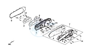 GTS 125I (L8) EU EURO4 drawing CRANKCASE COVER / GASKET