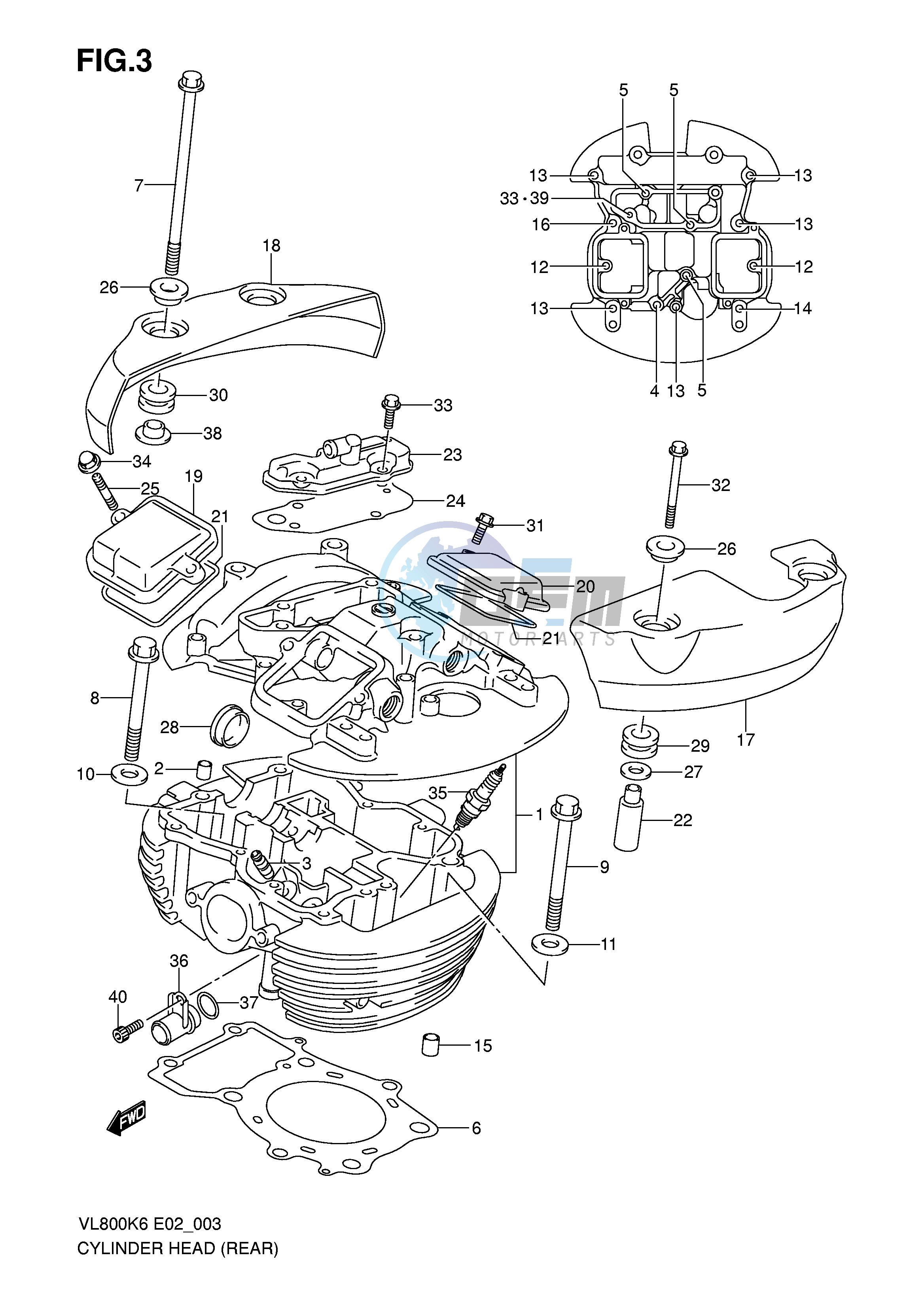 REAR CYLINDER HEAD (MODEL K6 K7 K8)